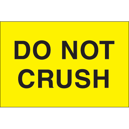 2 x 3" - "Do Not Crush" (Fluorescent Yellow) Labels
