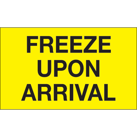 3 x 5" - "Freeze Upon Arrival" (Fluorescent Yellow) Labels