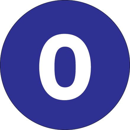4" Circle - "0" (Dark Blue) Number Labels