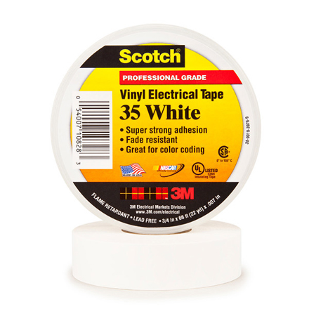 3/4" x 66' White (10 Pack) Scotch<span class='rtm'>®</span> Vinyl Color Coding Electrical Tape 35
