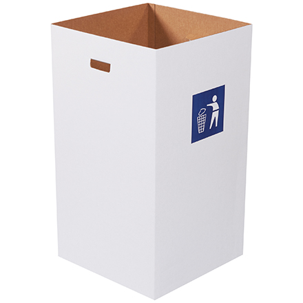 Corrugated Trash Can with Waste Logo - 50 Gallon