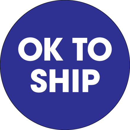 2" Circle - "OK To Ship" Blue Labels
