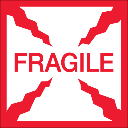 2 x 2" - "Fragile" Labels