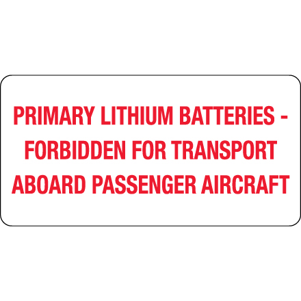 2 x 4" - "Primary Lithium Batteries" Labels