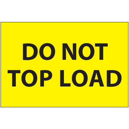 2 x 3" - "Do Not Top Load" (Fluorescent Yellow) Labels