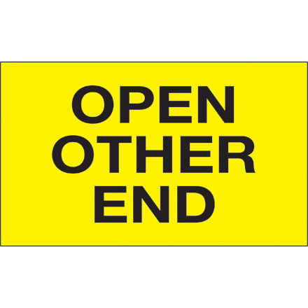 3 x 5" - "Open Other End" (Fluorescent Yellow) Labels