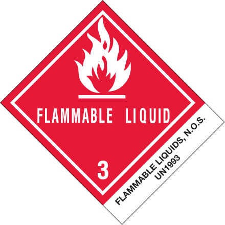 4 x 4 <span class='fraction'>3/4</span>" - "Flammable Liquids, N.O.S." Labels