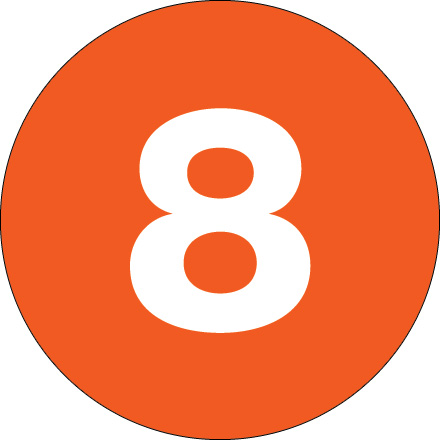 3" Circle - "8" (Orange) Number Labels
