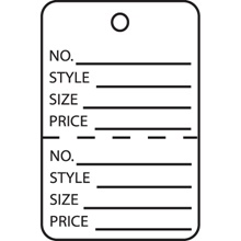 1000 /Case" Perforated White "Garment Tags 1 1/4"" x 1 7/8""